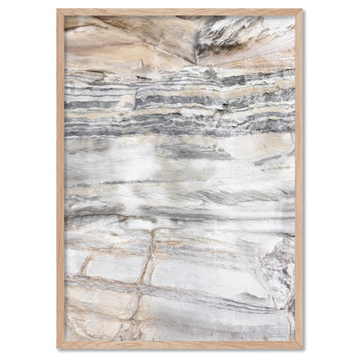 Bondi Coastal Rock Face I - Art Print, Poster, Stretched Canvas, or Framed Wall Art Print, shown in a natural timber frame