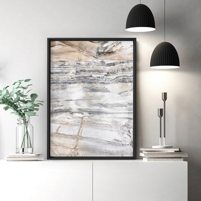 Bondi Coastal Rock Face I - Art Print, Poster, Stretched Canvas or Framed Wall Art Prints, shown framed in a room