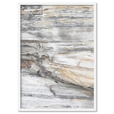Bondi Coastal Rock Face II - Art Print, Poster, Stretched Canvas, or Framed Wall Art Print, shown in a white frame
