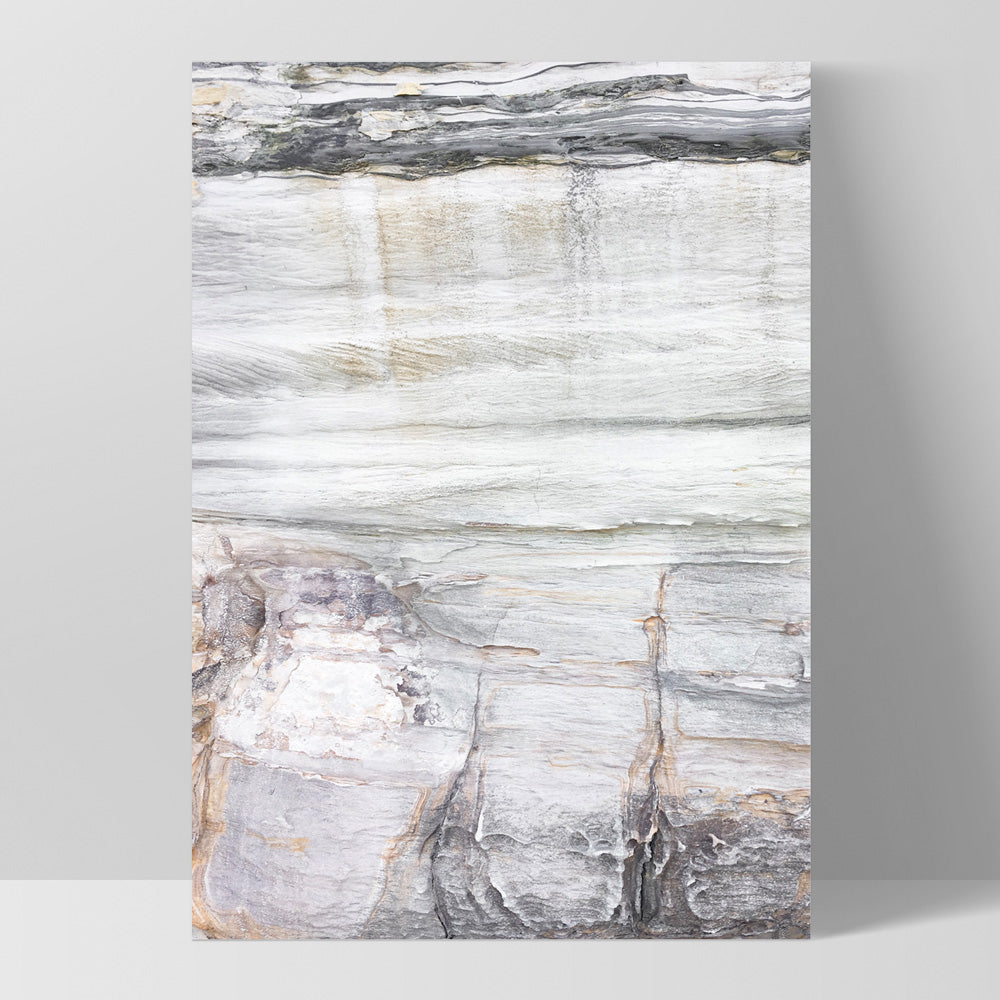 Bondi Coastal Rock Face III - Art Print, Poster, Stretched Canvas, or Framed Wall Art Print, shown as a stretched canvas or poster without a frame