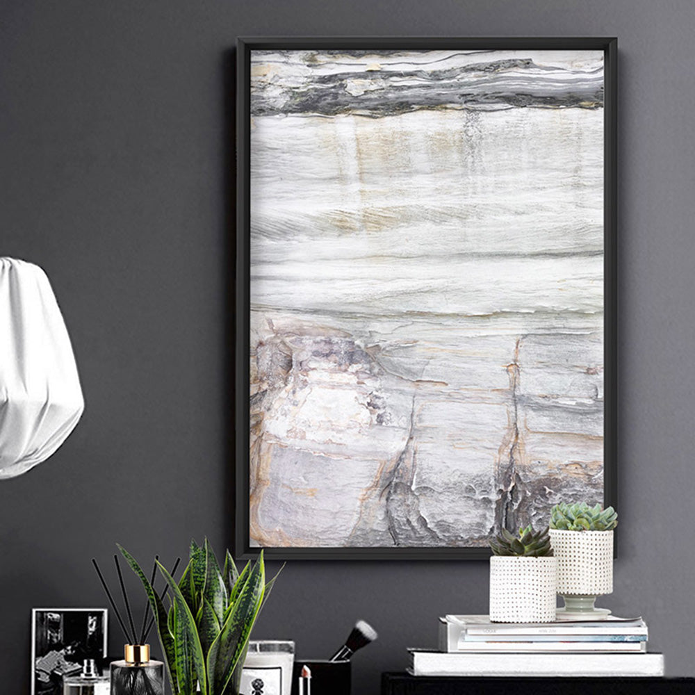 Bondi Coastal Rock Face III - Art Print, Poster, Stretched Canvas or Framed Wall Art Prints, shown framed in a room
