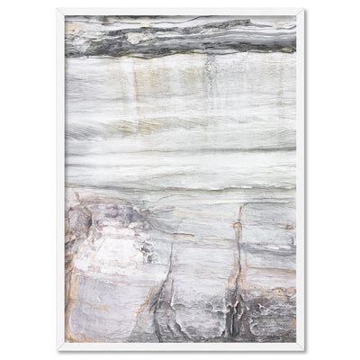 Bondi Coastal Rock Face III - Art Print, Poster, Stretched Canvas, or Framed Wall Art Print, shown in a white frame