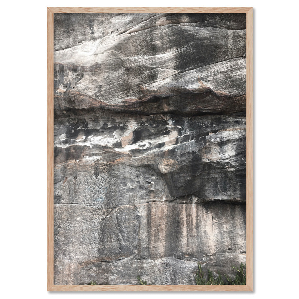 Freshwater Coastal Rock Face I - Art Print, Poster, Stretched Canvas, or Framed Wall Art Print, shown in a natural timber frame
