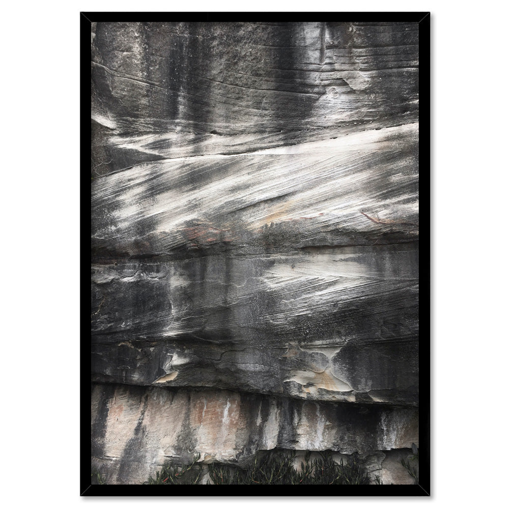 Freshwater Coastal Rock Face II - Art Print, Poster, Stretched Canvas, or Framed Wall Art Print, shown in a black frame