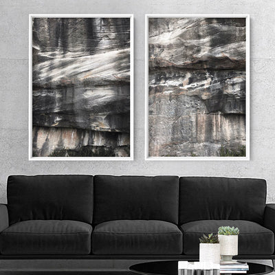 Freshwater Coastal Rock Face II - Art Print, Poster, Stretched Canvas or Framed Wall Art, shown framed in a home interior space