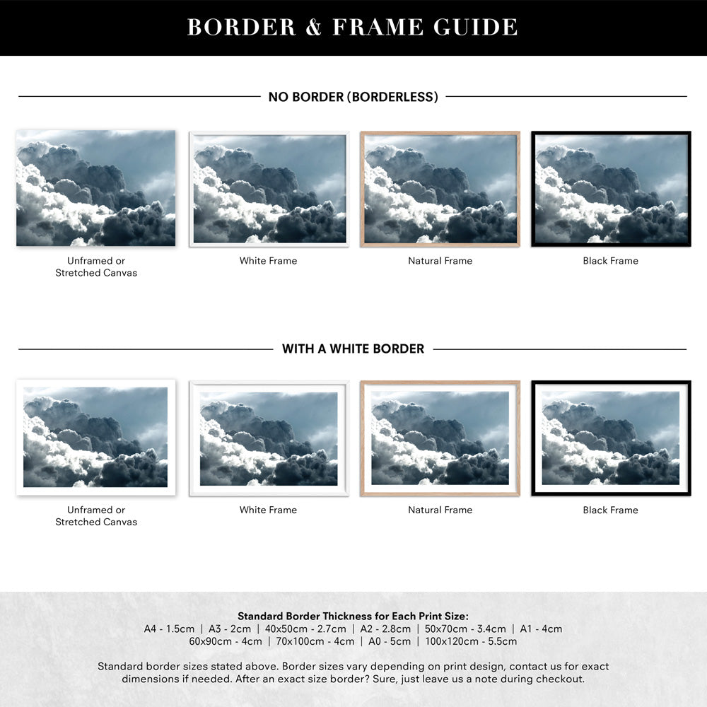 Sea of Clouds in the Sky I - Art Print, Poster, Stretched Canvas or Framed Wall Art, Showing White , Black, Natural Frame Colours, No Frame (Unframed) or Stretched Canvas, and With or Without White Borders