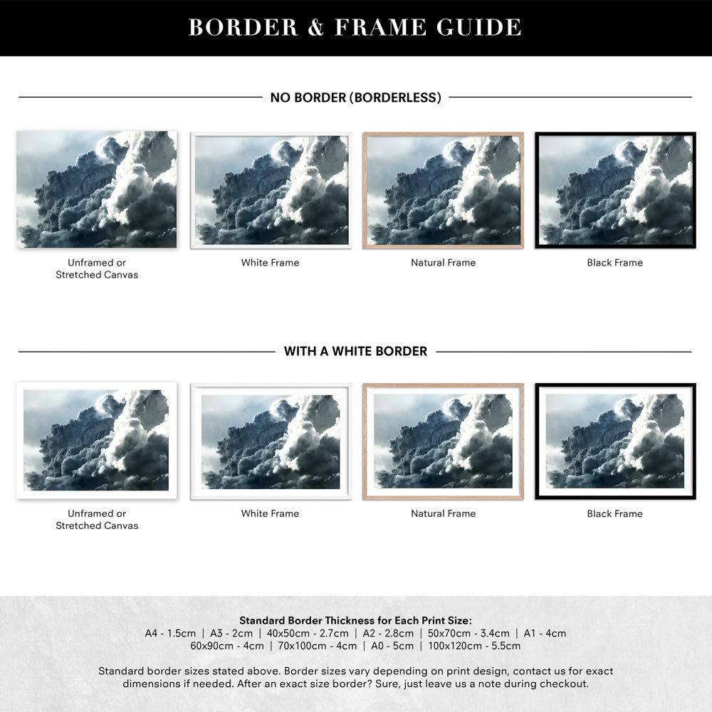 Sea of Clouds in the Sky II - Art Print, Poster, Stretched Canvas or Framed Wall Art, Showing White , Black, Natural Frame Colours, No Frame (Unframed) or Stretched Canvas, and With or Without White Borders