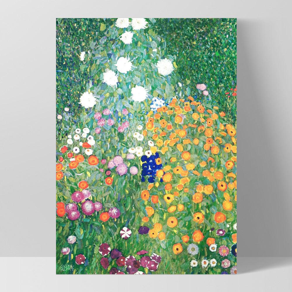 GUSTAV KLIMT | Flower Garden - Art Print, Poster, Stretched Canvas, or Framed Wall Art Print, shown as a stretched canvas or poster without a frame