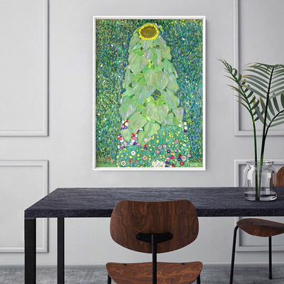 GUSTAV KLIMT | The Sunflower - Art Print, Poster, Stretched Canvas or Framed Wall Art Prints, shown framed in a room