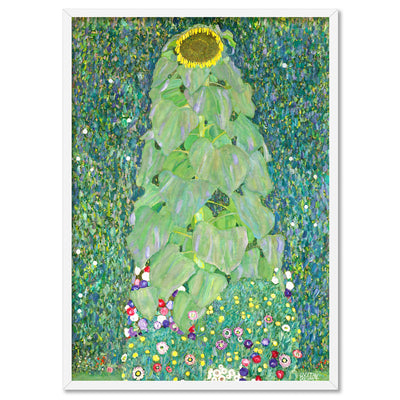 GUSTAV KLIMT | The Sunflower - Art Print, Poster, Stretched Canvas, or Framed Wall Art Print, shown in a white frame