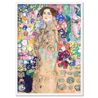GUSTAV KLIMT | Portrait of Ria Munk III - Art Print, Poster, Stretched Canvas, or Framed Wall Art Print, shown in a white frame