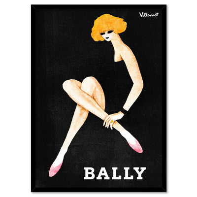 Bernard Villemot | Bally Blonde in Sketch Grainy Effect - Art Print, Poster, Stretched Canvas, or Framed Wall Art Print, shown in a black frame
