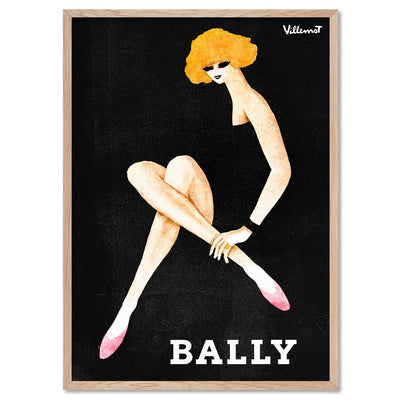 Bernard Villemot | Bally Blonde in Sketch Grainy Effect - Art Print, Poster, Stretched Canvas, or Framed Wall Art Print, shown in a natural timber frame