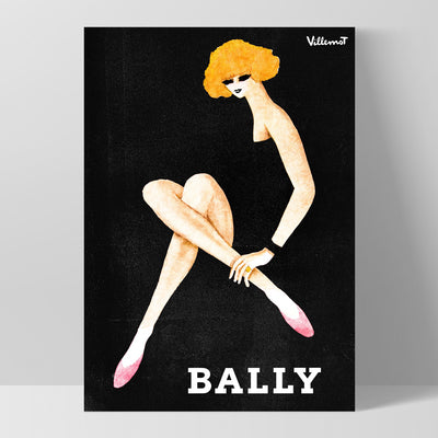 Bernard Villemot | Bally Blonde in Sketch Grainy Effect - Art Print, Poster, Stretched Canvas, or Framed Wall Art Print, shown as a stretched canvas or poster without a frame