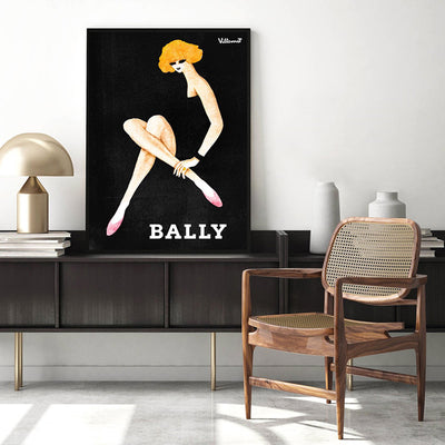Bernard Villemot | Bally Blonde in Sketch Grainy Effect - Art Print, Poster, Stretched Canvas or Framed Wall Art Prints, shown framed in a room