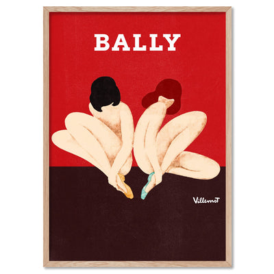 Bernard Villemot | Bally Lotus in Sketch Grainy Effect - Art Print, Poster, Stretched Canvas, or Framed Wall Art Print, shown in a natural timber frame