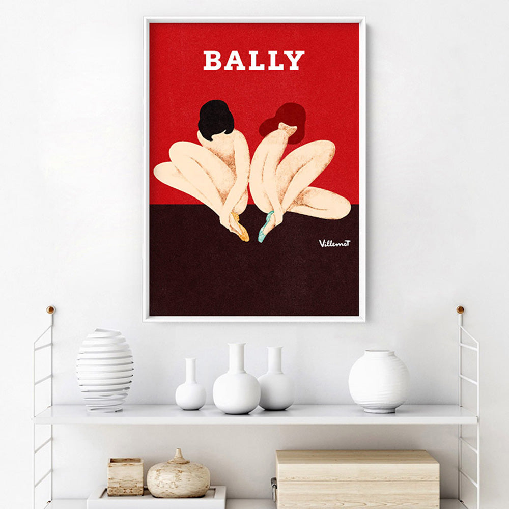 Bernard Villemot | Bally Lotus in Sketch Grainy Effect - Art Print, Poster, Stretched Canvas or Framed Wall Art Prints, shown framed in a room