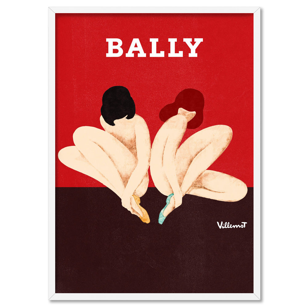 Bernard Villemot | Bally Lotus in Sketch Grainy Effect - Art Print, Poster, Stretched Canvas, or Framed Wall Art Print, shown in a white frame
