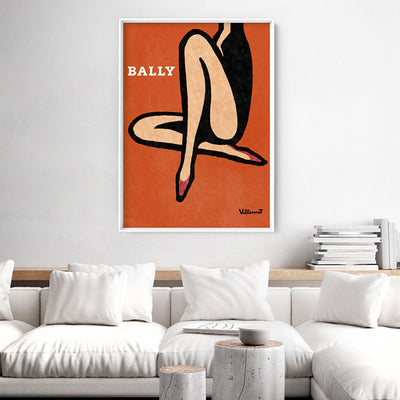 Bernard Villemot | Bally Shoes in Sketch Grainy Effect - Art Print, Poster, Stretched Canvas or Framed Wall Art Prints, shown framed in a room