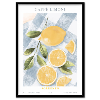 Galleria Del Cibo | Caffe Limoni I - Art Print by Vanessa, Poster, Stretched Canvas, or Framed Wall Art Print, shown in a black frame