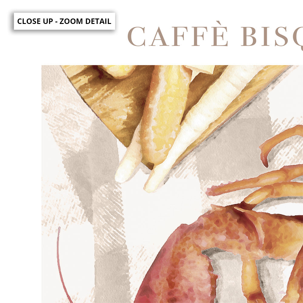 Galleria Del Cibo | Caffe Bisque II - Art Print by Vanessa, Poster, Stretched Canvas or Framed Wall Art, Close up View of Print Resolution