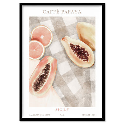 Galleria Del Cibo | Caffe Papaya II - Art Print by Vanessa, Poster, Stretched Canvas, or Framed Wall Art Print, shown in a black frame