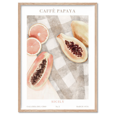 Galleria Del Cibo | Caffe Papaya II - Art Print by Vanessa, Poster, Stretched Canvas, or Framed Wall Art Print, shown in a natural timber frame