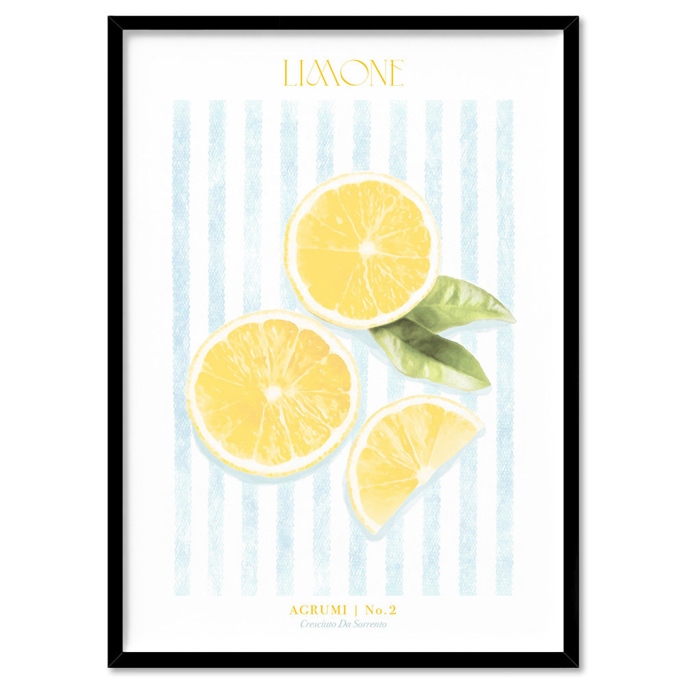 Agrumi No 2 | Lemon - Art Print by Vanessa, Poster, Stretched Canvas, or Framed Wall Art Print, shown in a black frame