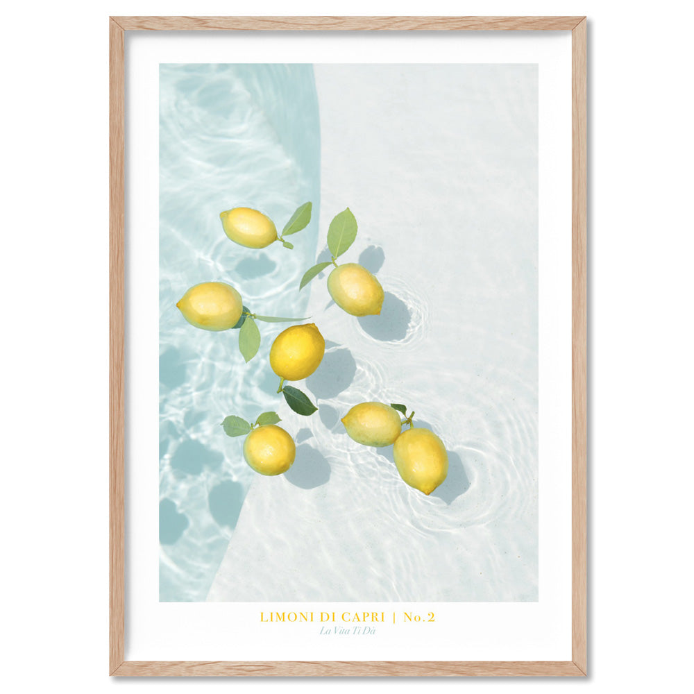 Limoni Di Capri No 2 - Art Print, Poster, Stretched Canvas, or Framed Wall Art Print, shown in a natural timber frame