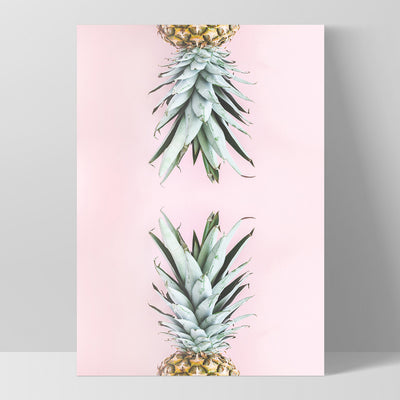 Pineapples on Pink - Art Print, Poster, Stretched Canvas, or Framed Wall Art Print, shown as a stretched canvas or poster without a frame