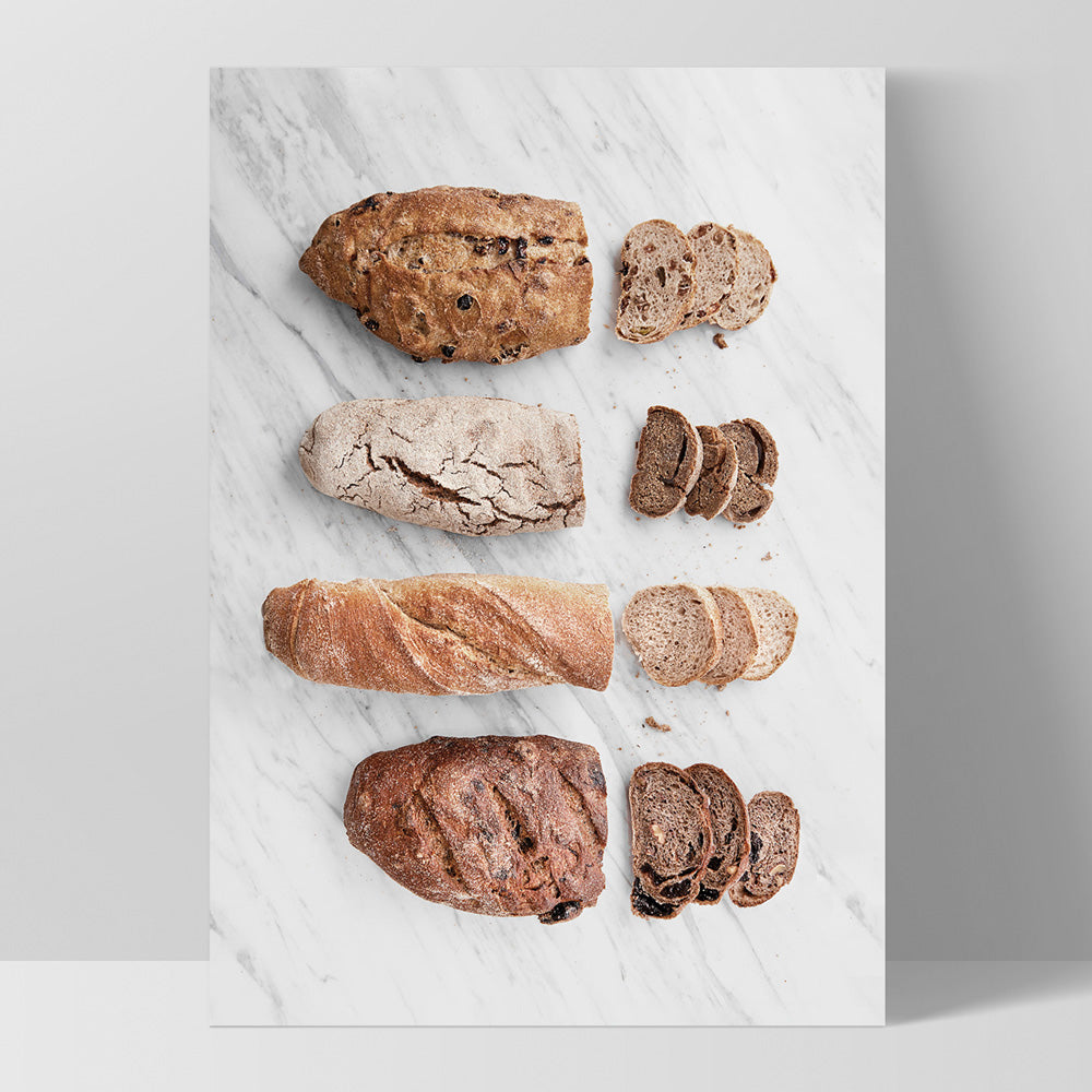 Bread Slices - Art Print, Poster, Stretched Canvas, or Framed Wall Art Print, shown as a stretched canvas or poster without a frame