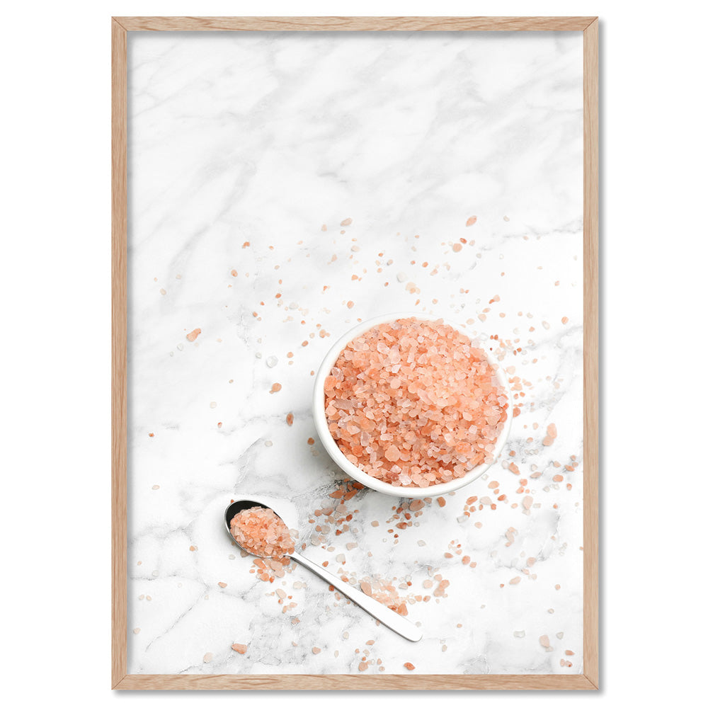 Pink Rock Salt - Art Print, Poster, Stretched Canvas, or Framed Wall Art Print, shown in a natural timber frame