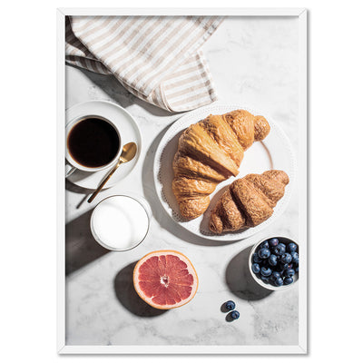 Breakfast in Paris I - Art Print, Poster, Stretched Canvas, or Framed Wall Art Print, shown in a white frame