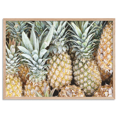 Pineapples in Landscape - Art Print, Poster, Stretched Canvas, or Framed Wall Art Print, shown in a natural timber frame