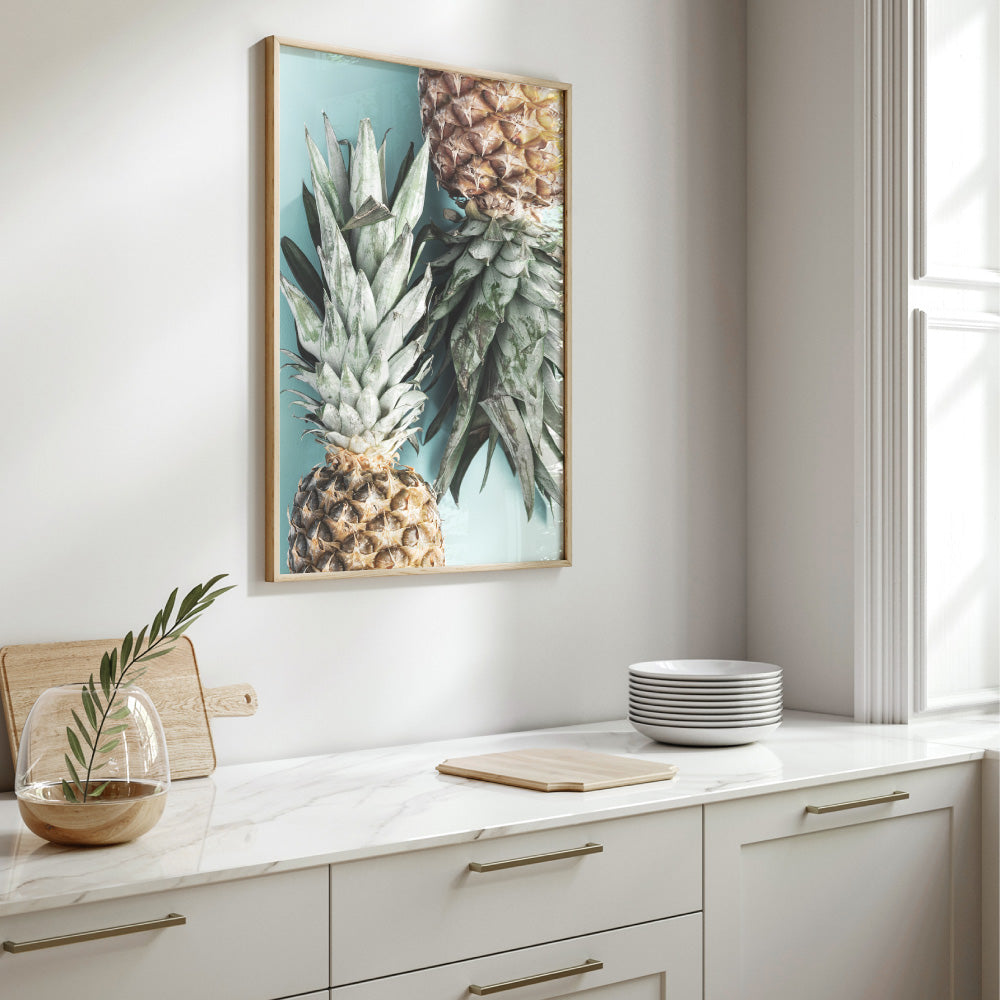 Blue Pineapple Art Print, Kitchen Wall Art, Pineapple Wall Art