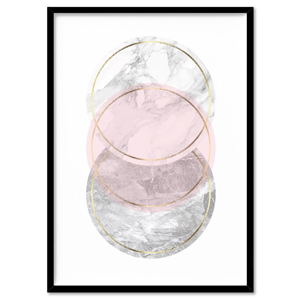 Geometric Marble Shapes I - Art Print, Poster, Stretched Canvas, or Framed Wall Art Print, shown in a black frame