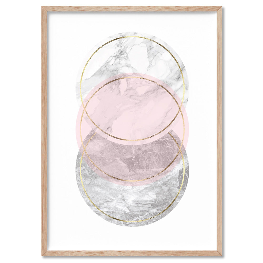 Geometric Marble Shapes I - Art Print, Poster, Stretched Canvas, or Framed Wall Art Print, shown in a natural timber frame