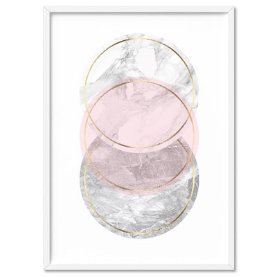 Geometric Marble Shapes I - Art Print, Poster, Stretched Canvas, or Framed Wall Art Print, shown in a white frame