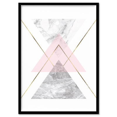 Geometric Marble Shapes II - Art Print, Poster, Stretched Canvas, or Framed Wall Art Print, shown in a black frame