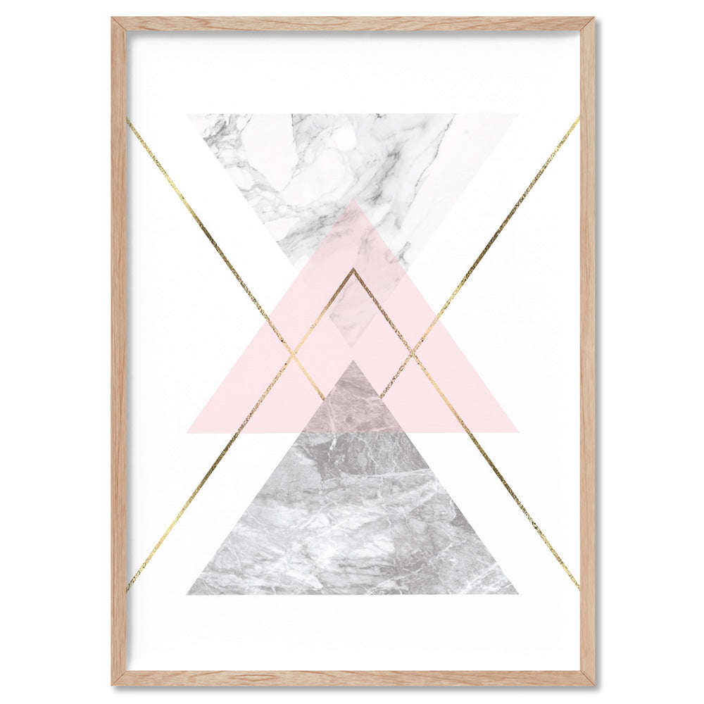 Geometric Marble Shapes II - Art Print, Poster, Stretched Canvas, or Framed Wall Art Print, shown in a natural timber frame