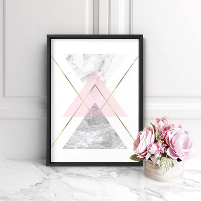 Geometric Marble Shapes II - Art Print, Poster, Stretched Canvas or Framed Wall Art Prints, shown framed in a room