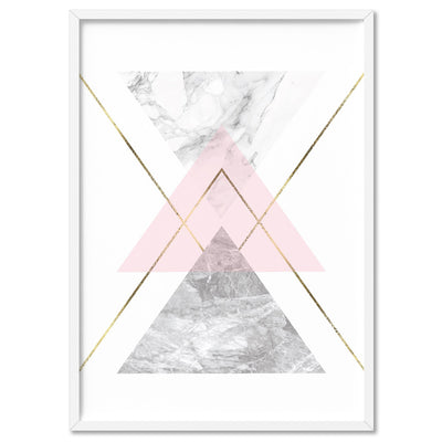 Geometric Marble Shapes II - Art Print, Poster, Stretched Canvas, or Framed Wall Art Print, shown in a white frame