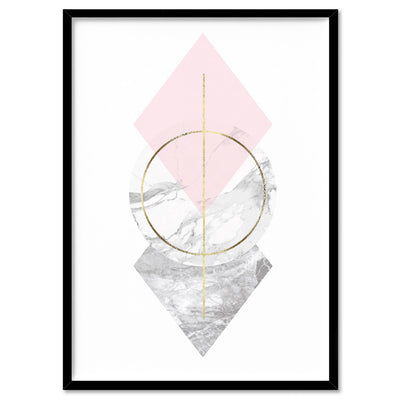 Geometric Marble Shapes III - Art Print, Poster, Stretched Canvas, or Framed Wall Art Print, shown in a black frame