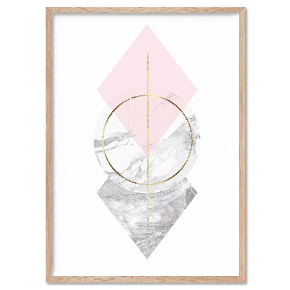 Geometric Marble Shapes III - Art Print, Poster, Stretched Canvas, or Framed Wall Art Print, shown in a natural timber frame