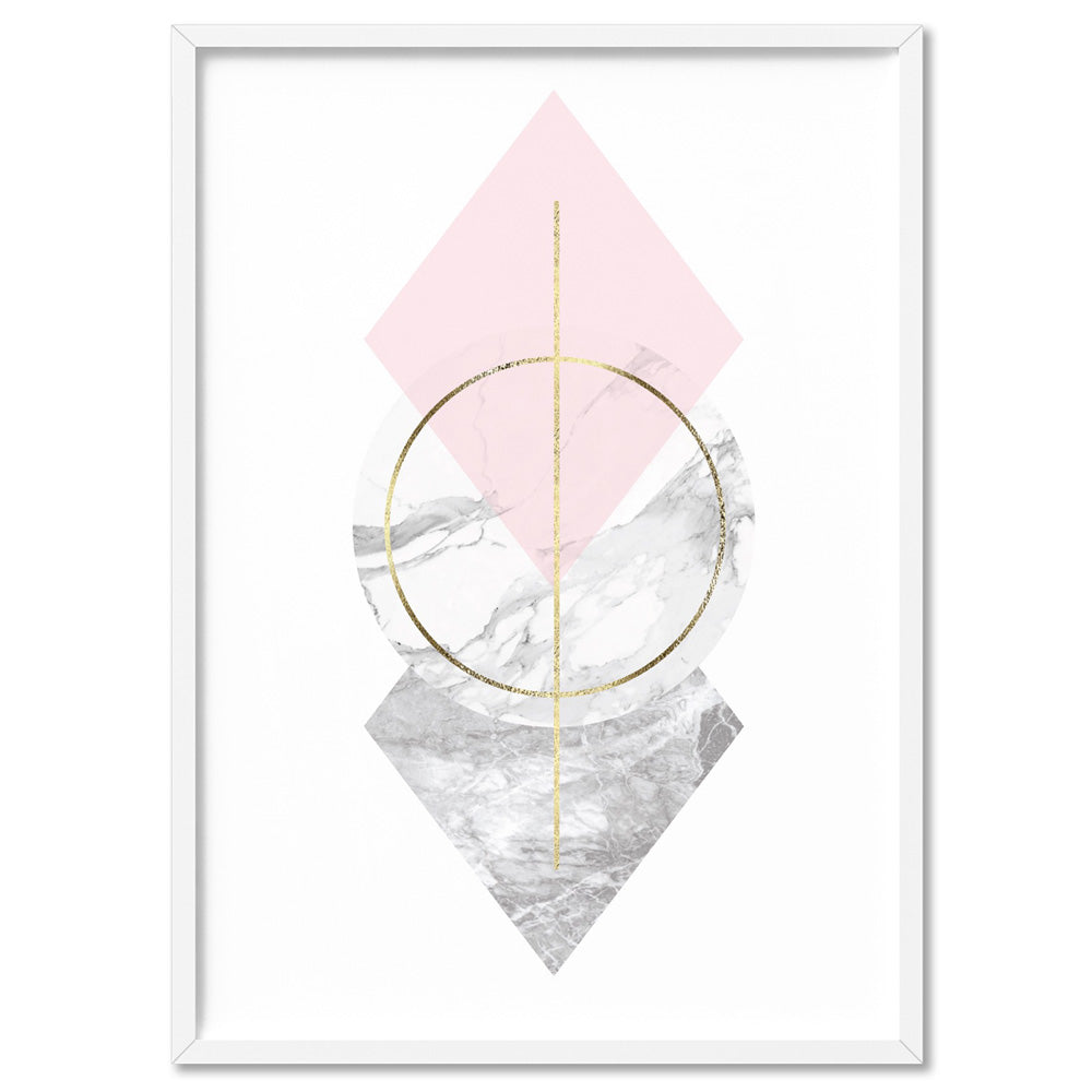 Geometric Marble Shapes III - Art Print, Poster, Stretched Canvas, or Framed Wall Art Print, shown in a white frame
