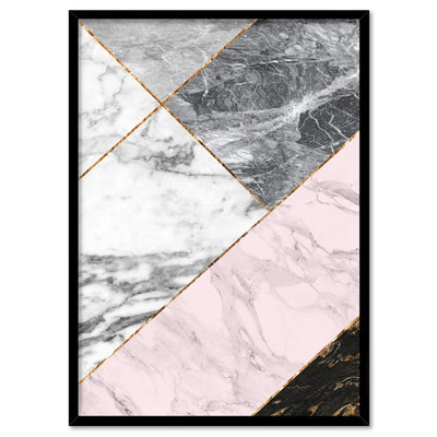 Geometric Marble Slices I - Art Print, Poster, Stretched Canvas, or Framed Wall Art Print, shown in a black frame