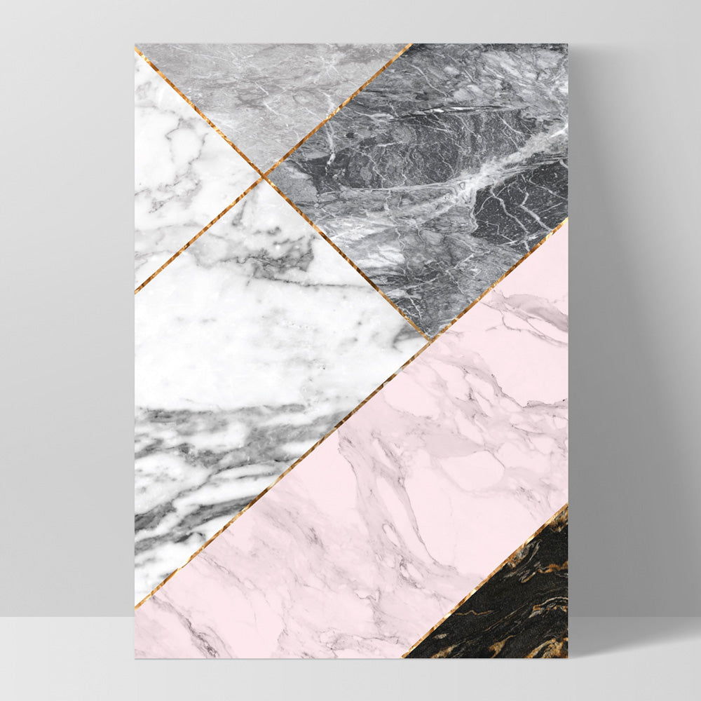 Geometric Marble Slices I - Art Print, Poster, Stretched Canvas, or Framed Wall Art Print, shown as a stretched canvas or poster without a frame