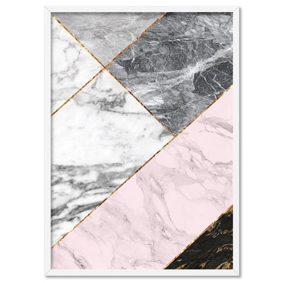 Geometric Marble Slices I - Art Print, Poster, Stretched Canvas, or Framed Wall Art Print, shown in a white frame