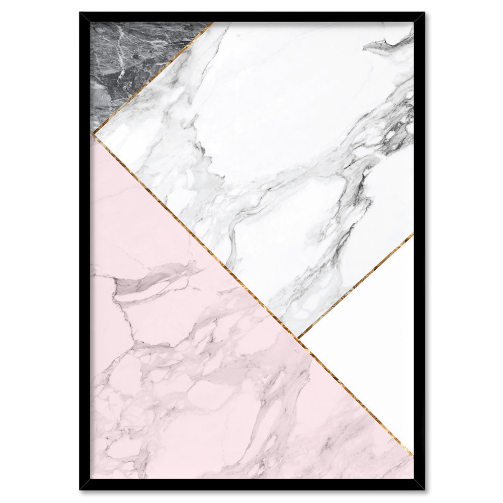 Geometric Marble Slices II - Art Print, Poster, Stretched Canvas, or Framed Wall Art Print, shown in a black frame