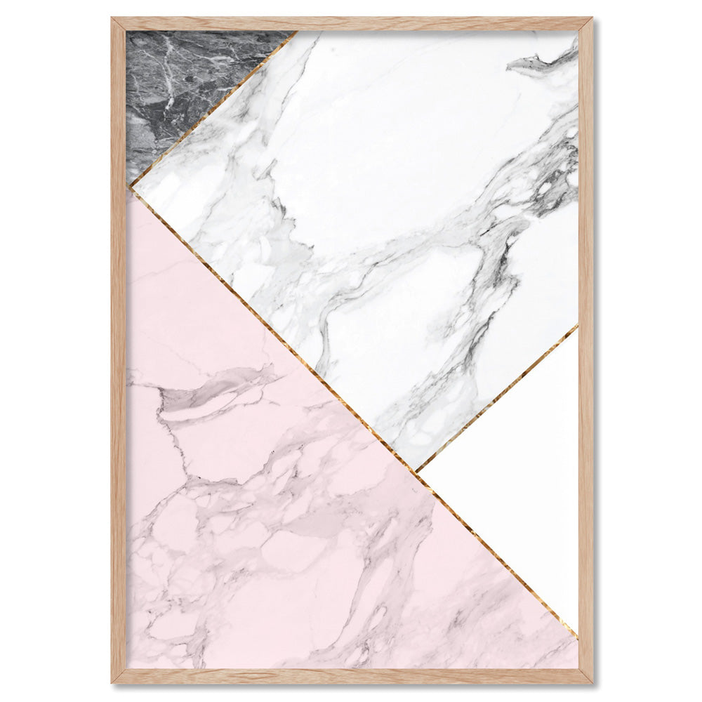 Geometric Marble Slices II - Art Print, Poster, Stretched Canvas, or Framed Wall Art Print, shown in a natural timber frame